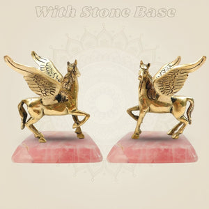 Pair of Brass Winged Horse Idols – Pegasus Style Handcrafted Showpiece - 4.5 - Luxeartisanship