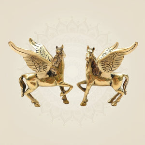 Pair of Brass Winged Horse Idols