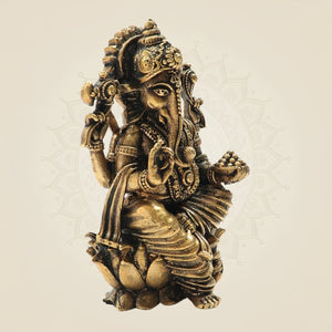 Panchaloha Bronze Ganapati Statue – Artistic Ganesha Craft 2.75" - Luxeartisanship