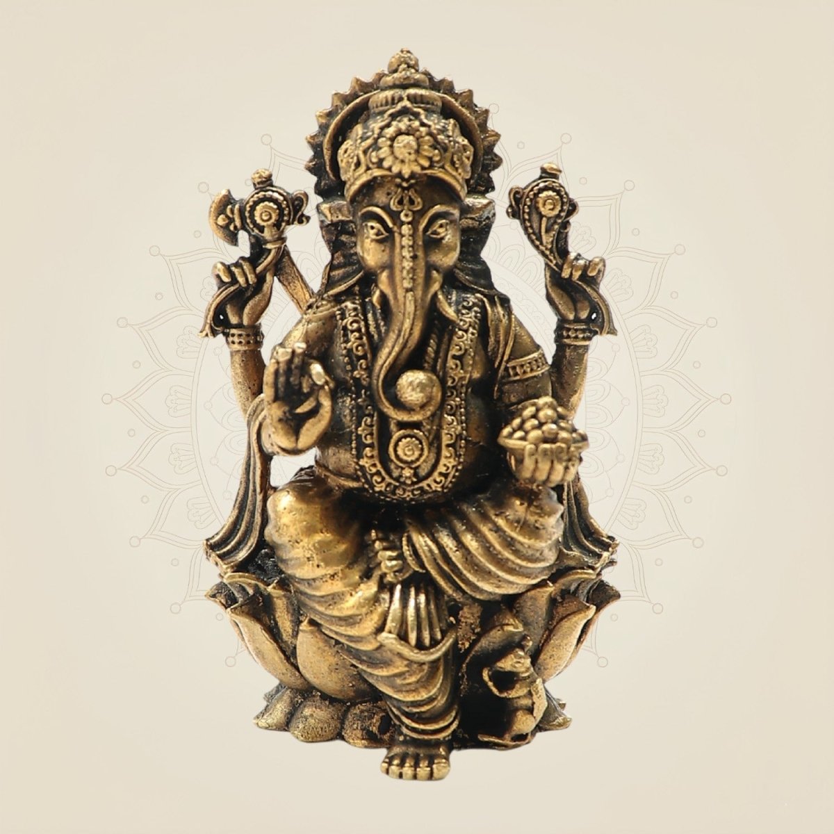 Panchaloha Bronze Ganapati Statue – Artistic Ganesha Craft 2.75" - Luxeartisanship