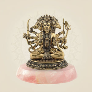 Colored Brass Panchmukhi Hanuman Idol with Stone Base