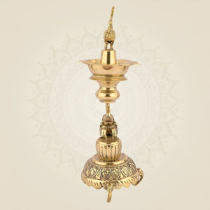 Peacock Brass Oil lamp with Elephant Design