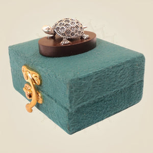 Pure 999 Silver Plated Ashta Lakshmi Tortoise with Shree Yantra for Festive Gifting - Luxeartisanship
