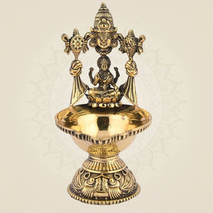 Pure Brass Balaji with Laxmi Diya Handcrafted Artisan Idol