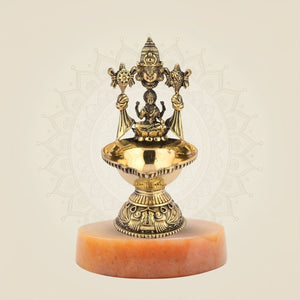 Pure Brass Diya on stone base