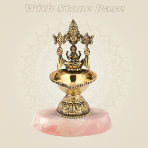Pure Brass Balaji with Laxmi Diya with gemstone base