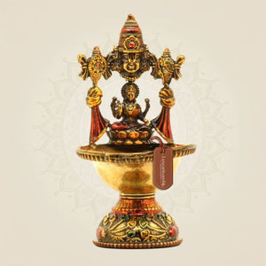 Pure Brass Balaji with Laxmi Diya Handcrafted Artisan Idol – 4.25" Decor - Luxeartisanship