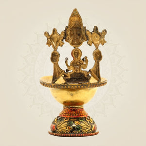 Pure Brass Balaji with Laxmi Diya Handcrafted Artisan Idol