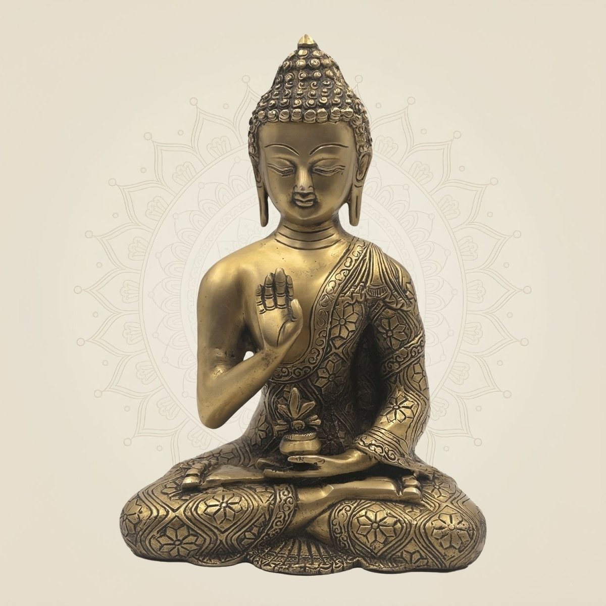Pure Brass Buddha in Meditation Pose Sculpture
