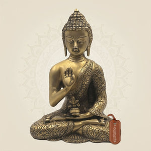 Pure Brass Buddha in Meditation Pose Sculpture