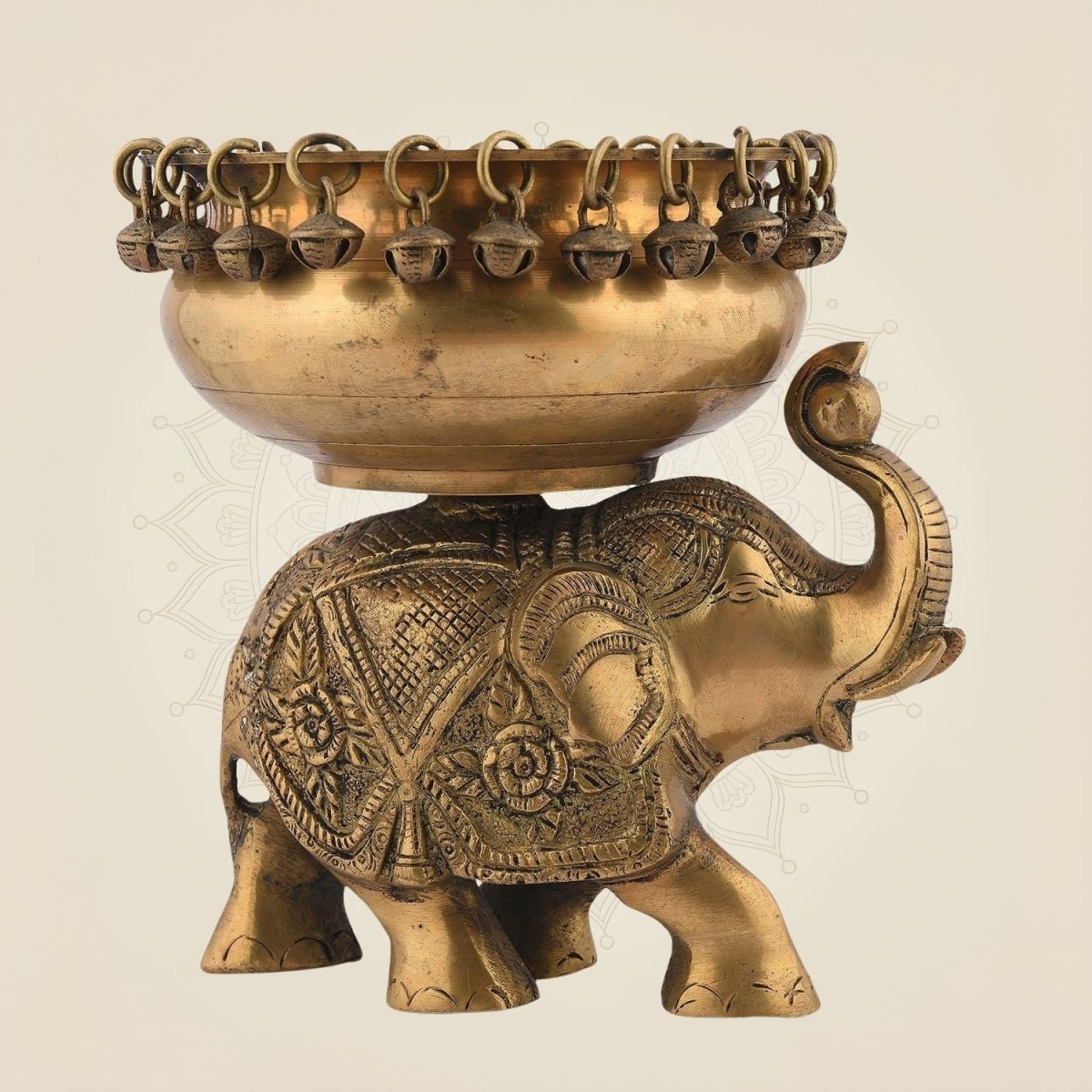 Pure Brass Elephant Urli Bowl with Ghungroo