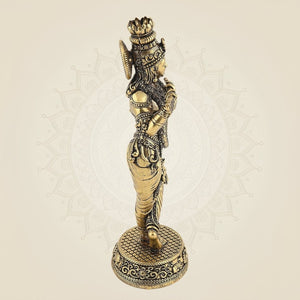 Pure Brass Krishna Idol with Flute 5"– Handcrafted Superfine Decor Murti - Luxeartisanship