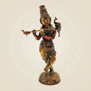 Pure Brass Krishna Playing Flute Idol – Spiritual Decor & Gift Showpiece 6.5 - Luxeartisanship