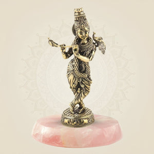 Pure Brass Krishna Playing Flute Idol – Spiritual Decor & Gift Showpiece 6.5 - Luxeartisanship