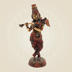 Pure Brass Krishna Playing Flute Idol – Spiritual Decor & Gift Showpiece 6.5 - Luxeartisanship