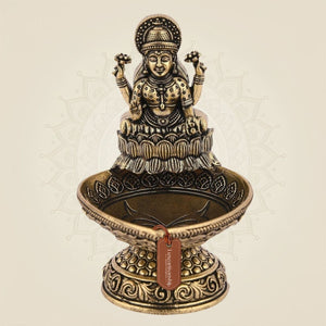 Pure Brass Laxmi Diya 3.5" Inch – Handcrafted Lightweight Spiritual Oil Lamp for Temple - Luxeartisanship