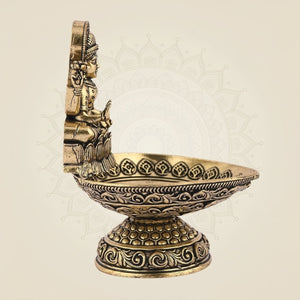 Pure Brass Laxmi Diya 3.5" Inch – Handcrafted Lightweight Spiritual Oil Lamp for Temple - Luxeartisanship