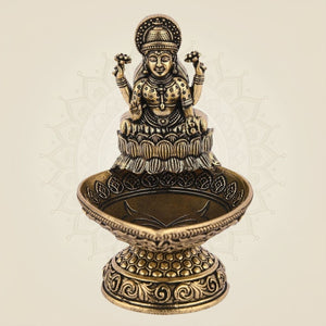 Pure Brass Laxmi Diya 3.5" Inch – Handcrafted Lightweight Spiritual Oil Lamp for Temple - Luxeartisanship
