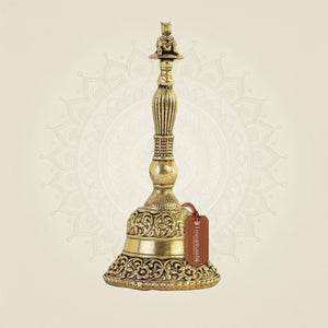 Pure Brass Nandi pooja bell designed for a clear