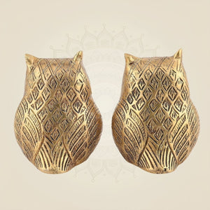 Pure Brass Owl Pair Artisan - 3" (Set Of 2)