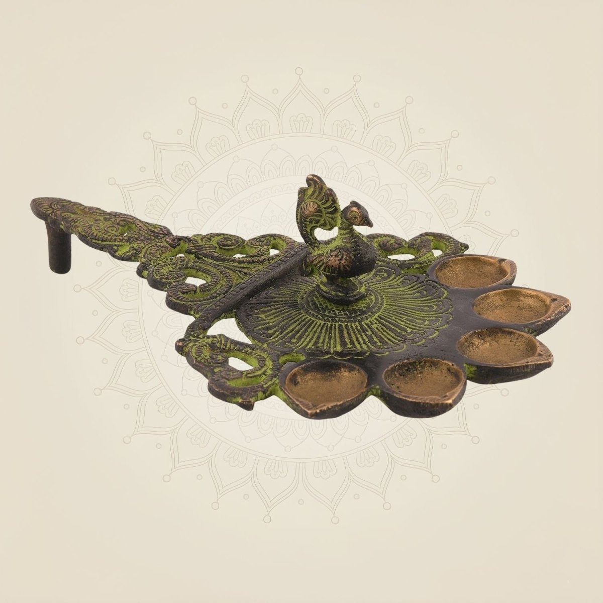Handmade Panch Aarti Peacock Diya