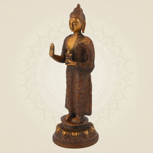 Pure Brass Standing Buddha Handcrafted Idol