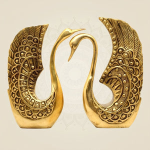 Pure Brass Swan Statues in Pair