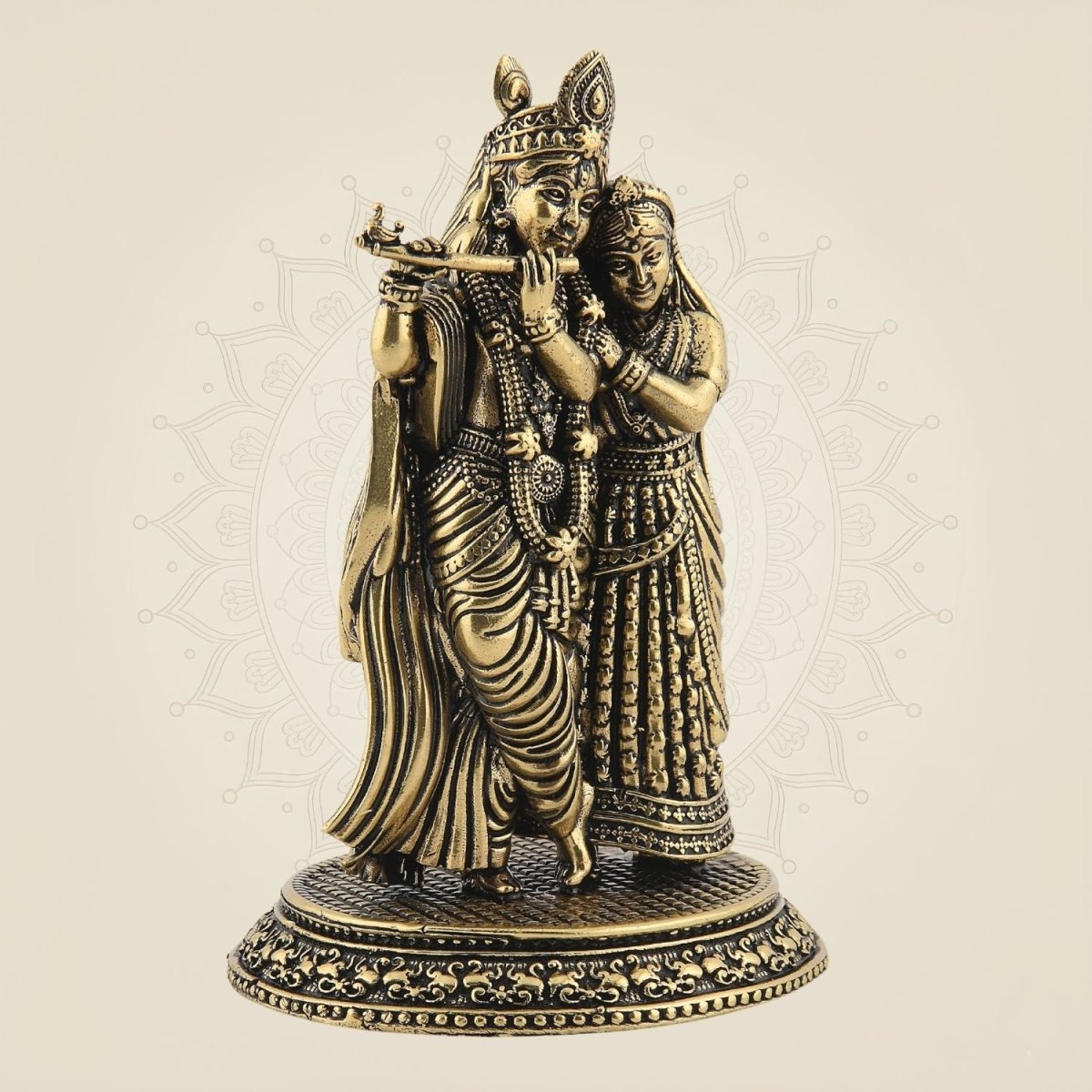 4.25-inch brass Radha Krishna murti