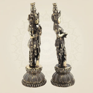 Radha Krishna Brass Idol Pair 5.5" – Handcrafted South Indian Style Murti - Luxeartisanship