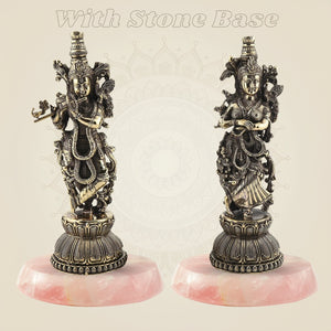 Radha Krishna Brass Idol Pair 5.5" – Handcrafted South Indian Style Murti - Luxeartisanship