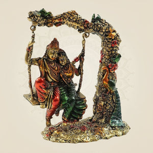 Pure Brass Radha Krishna multicolored idol