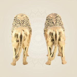 Regal Lion Pair Brass Figurine