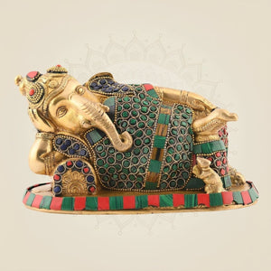 Relaxing Ganesha Brass Idol 4.5″