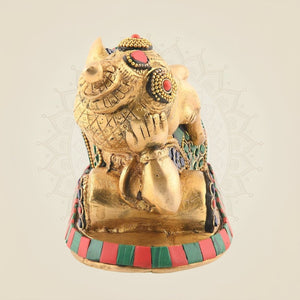 Brass Multicolor Stone Work Handcrafted Idol