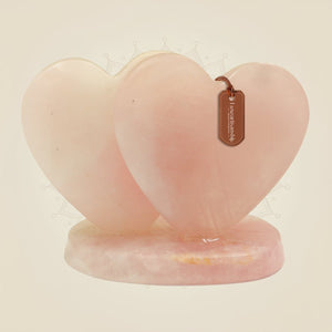 Rose Quartz Crystal Double Heart for Love & Harmony Decor - Luxeartisanship