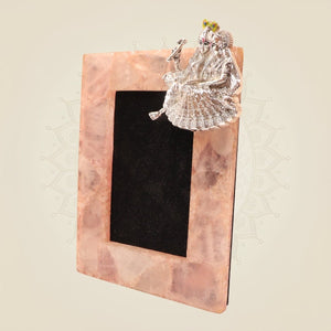 Silver-Plated Radha Krishna Rose Quartz Frame for Gifting