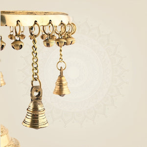 Round Brass Chowki with Hanging Bells & Ghungroos