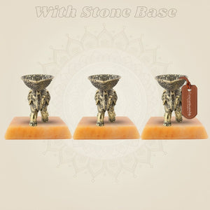 Brass Elephant Diya with stone base