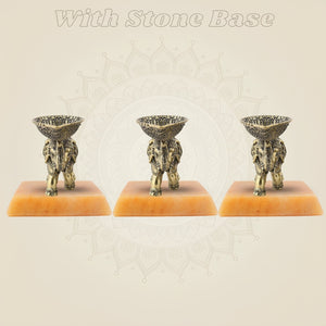 Brass Elephant Diya with stone base