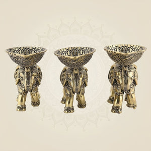 Set of 3 Elephant Diya 3.5 Inch