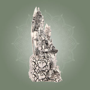 Shiva Parivar Brass Idol – 4.5" Silver Finish Handcrafted Statue Symbolizing Divine Unity - Luxeartisanship
