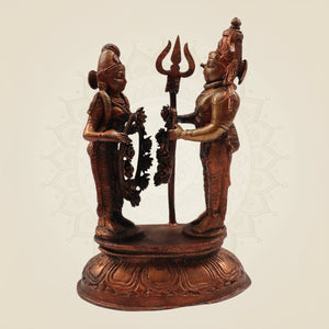 Shiva Parvati Wedding Idol – Handcrafted Copper Statue 6.75" - Luxeartisanship