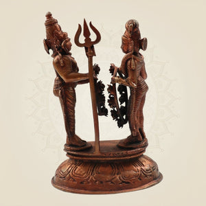 Shiva Parvati Wedding Idol – Handcrafted Copper Statue 6.75" - Luxeartisanship