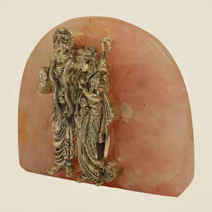 Shri Ram Sita 999 Silver Plated Idol on Stone Base – Auspicious Home Decor - Luxeartisanship
