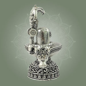 Silver Finish Brass Shivling Idol for Pooja