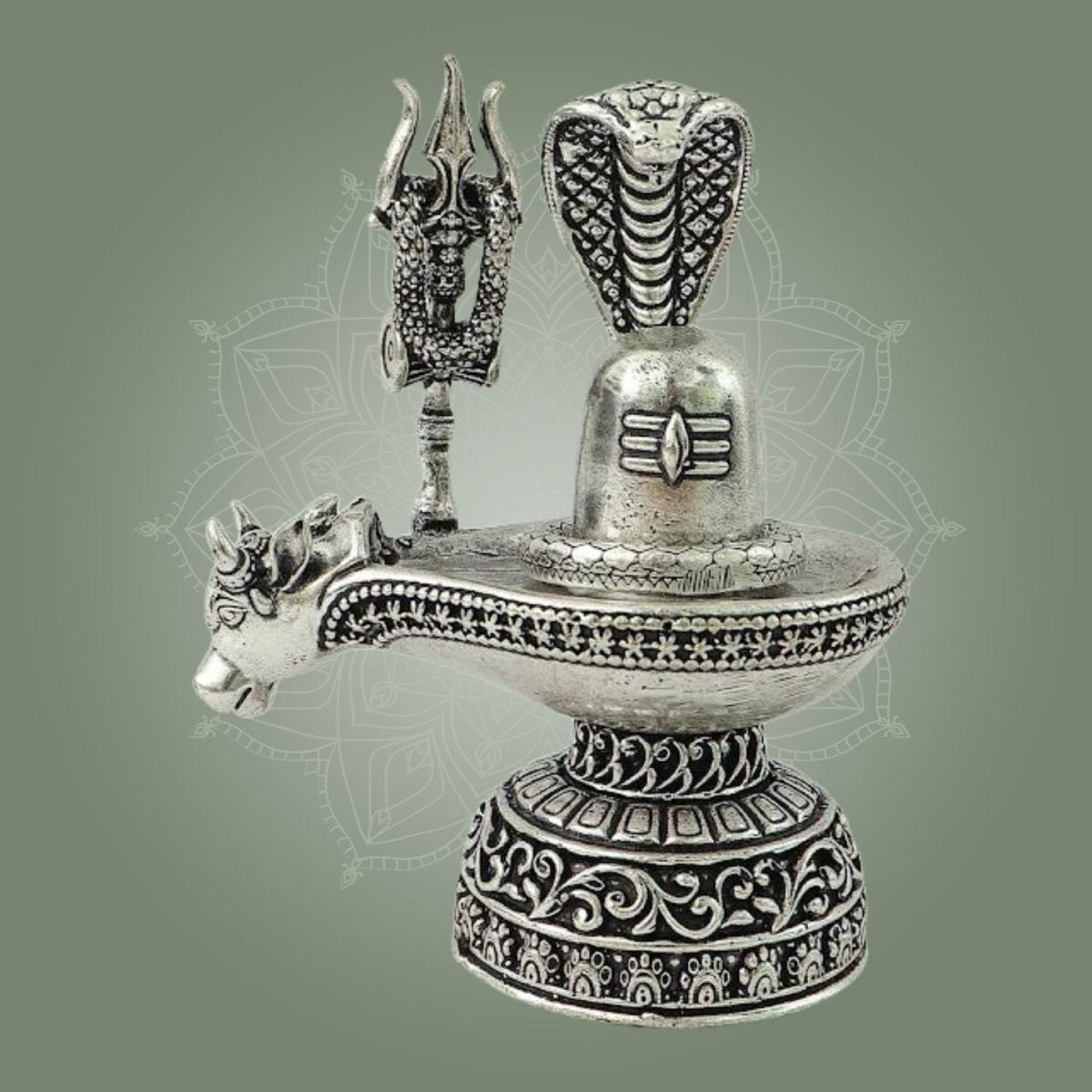 Silver Finish Brass Shivling Idol