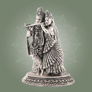 Silver Finish Radha Krishna Brass Idol – Luxeartisanship