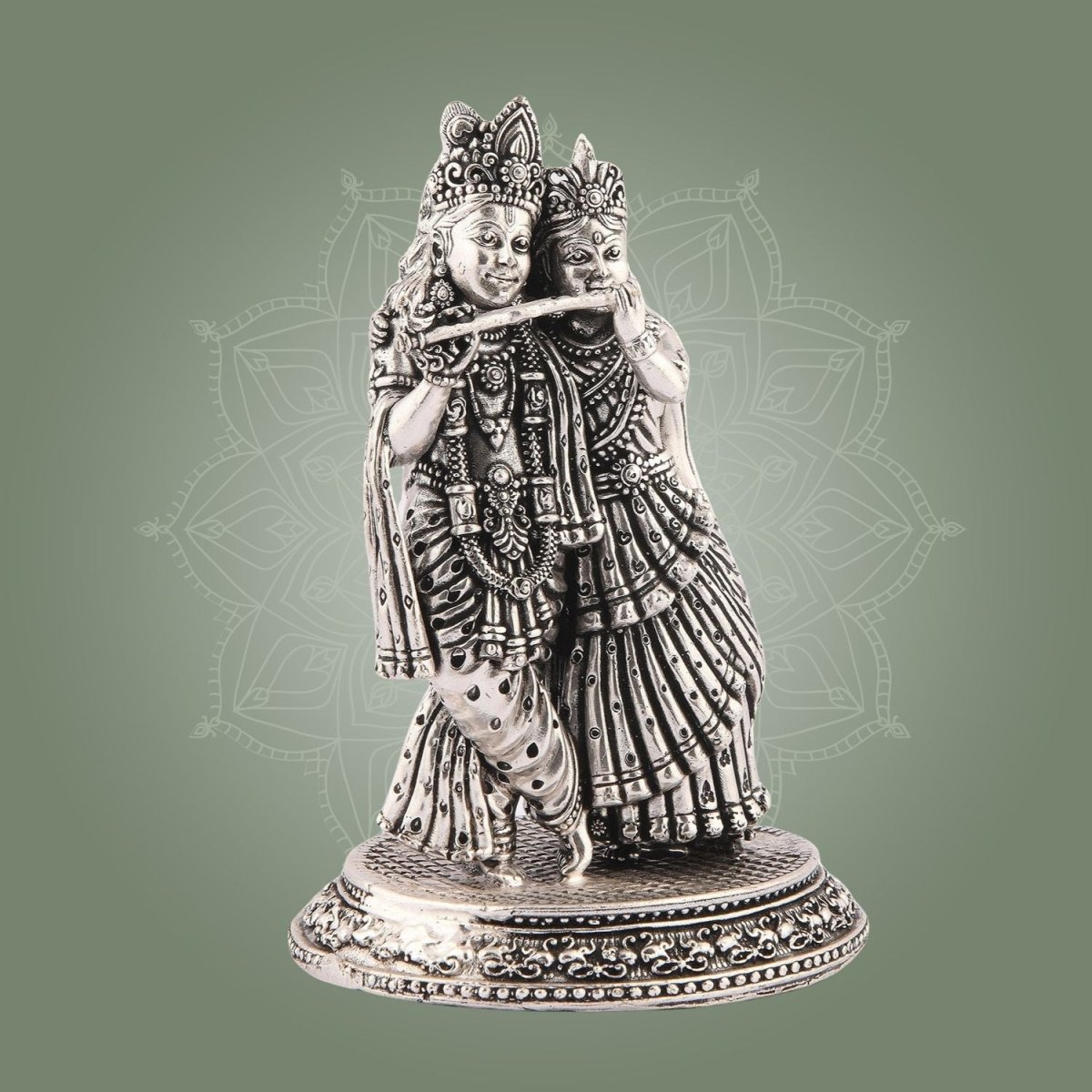Silver Finish Brass Radha Krishna Idol – Luxeartisanship