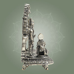 Silver Plated Brass Ram Darbar Idol 4" Featuring Ram, Sita, Lakshman - Luxeartisanship