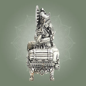 Silver Plated Ganesha Brass Idol, Home Mandir Idol, Puja Murti 3.5" - Luxeartisanship